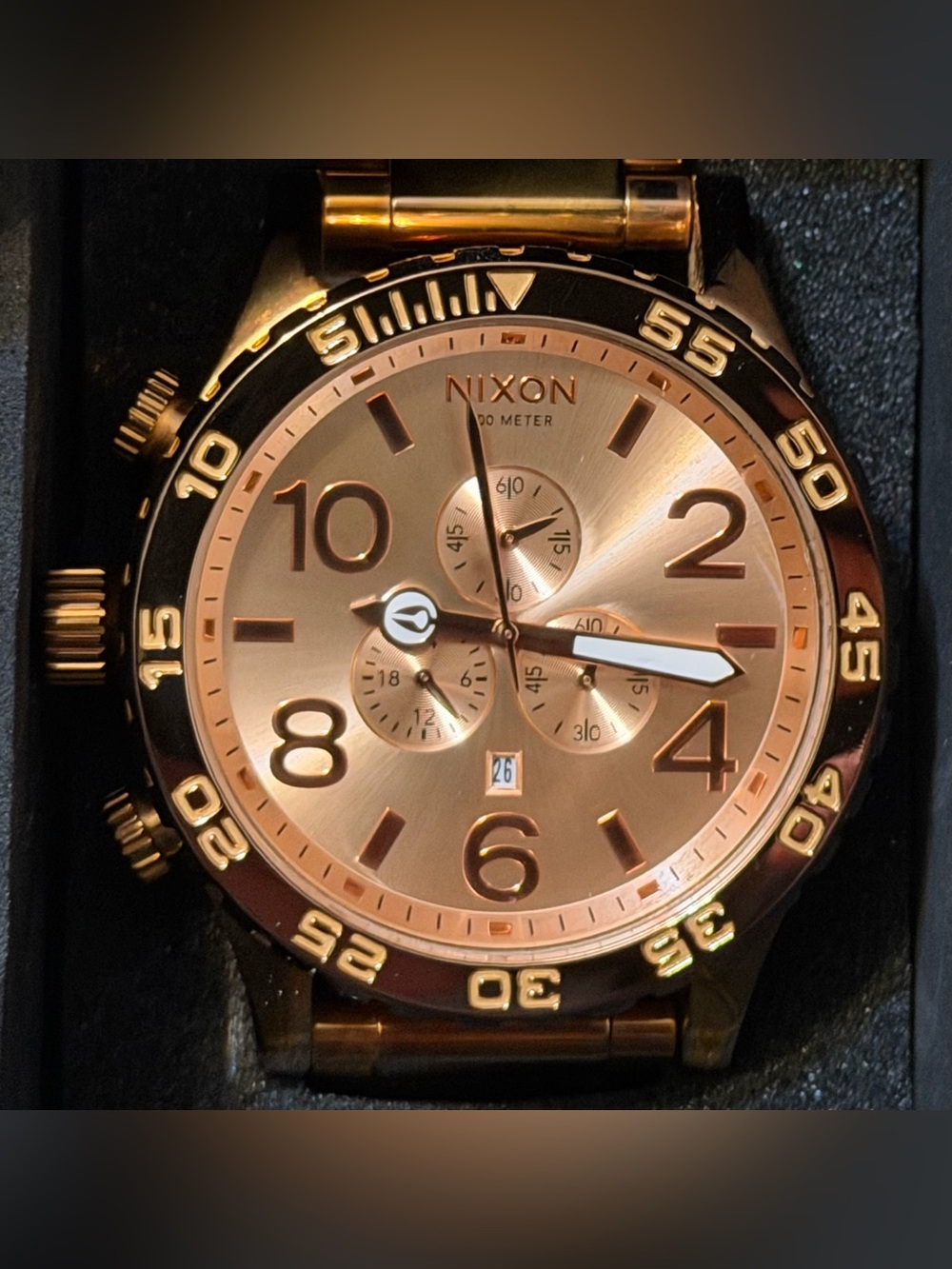 Nixon The 51-30 Tide "Simplify" Rose Gold Men's Surf Analog Watch *RUNS* w/Box